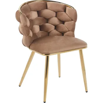 Jídelní židle Designová sametová židle AURELIA GOLD (cappuccino) - zlatý rám