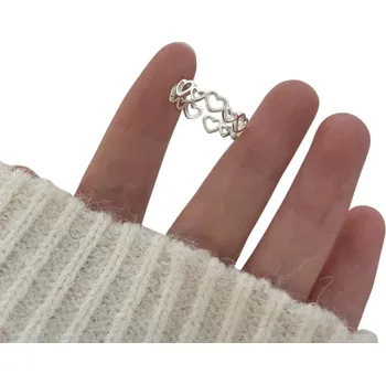 Prsten Nastavitelná velikost Otevřený prstýnek z dutých srdíček Elegantní minimalistický dámský prsten Jemný romantický šperk pro každodenní nošení