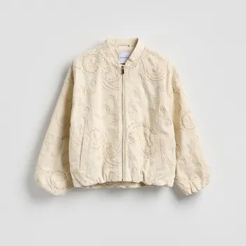 Reserved - Bunda bomber s&nbsp;ozdobnou výšivkou - béžová - 504IA-08X - 504IA-08X-XS