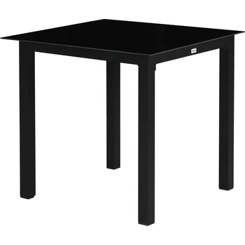 Zahradní stůl Outsunny zahradní stůl čtvercový pro 4 osoby, stůl na terasu s deskou z tvrzeného skla, hliníková černá 80x80x74cm pro zahradu a balkon | Aosom.de