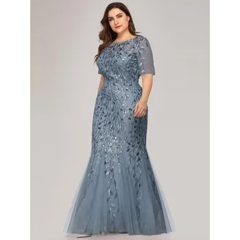 Dámské šaty Tylové šaty s flitry a rybím ocasem na párty Barva: Mořská, Velikost: 9XL