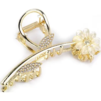 Náramek Skřipec do vlasů kovový s broušenými kamínky, střední, 5 zlatá sv.