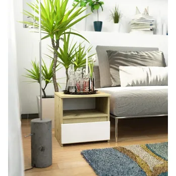 Noční stolek Noční stolek s poličkou VALESTRA - dub artisan / bílý