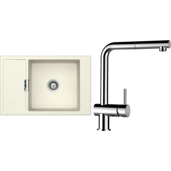 Kuchyňský dřez Set Schock S4-13 (dřez Mono D-100XS Magnolia + baterie Epos.120 Chrom)