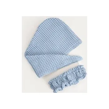 Sprchový závěs Zestaw opaska i turban | VAFFEL | niebieskie | 10x23 cm | 25x75 cm | 769283