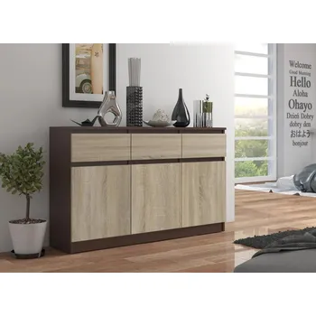 Komoda Komoda se šuplíky a dvířky SAVRILA - wenge / dub sonoma