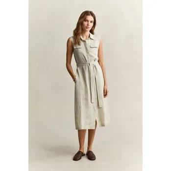 Dámské šaty ŠATY GANT LINEN SLEEVELESS DRESS COUNTRY BEIGE