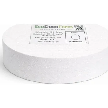 1Mcz kulatý korpus, maketa na dort z polystyrenu 20x5cm bílá 1ks