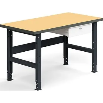 Dílenský stůl Dílenský stůl TRUST, se zásuvkou, 1500x760mm, 300 kg, tvrzená deska