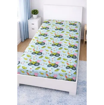 Prostěradlo BrandMac Dětské prostěradlo PEPPA PIG traktor 90x200 cm modré