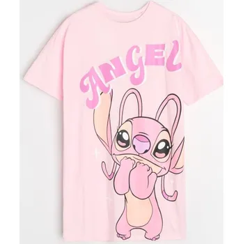 Dámská noční košile Sinsay - Bavlněná noční košilka s&nbsp;potiskem Lilo & Stitch - pastelová růžová - 463HF-03X - 463HF-03X-S