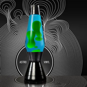 Lampa pro světelnou terapii Mathmos Astro Vinyl, originální lávová lampa s modrou tekutinou a zelenou lávou, 43cm