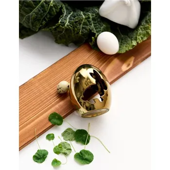 Velikonoční dekorace Sinsay - Velikonoční svícen ve tvaru vajíčka s motivem zajíčka - zlatá - 065IA-GLD - 065IA-GLD-ONE