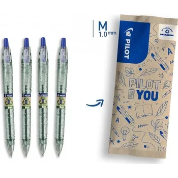 PILOT B2P EcoBall M 0.27 mm, BeGreen, modré - balení 4 ks