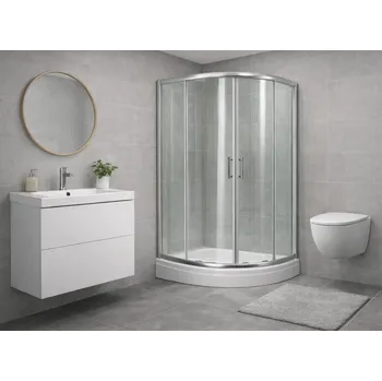 BESTECO Hammer Chrom Čtvrtkruhový kout 90x90 cm, čiré sklo 6 mm