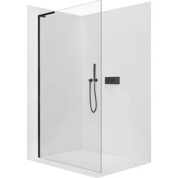 CERANO - Sprchová zástěna Walk-in Onyx L-levá vzpěra - 10 mm - černá matná, transparentní sklo - 130x200 cm