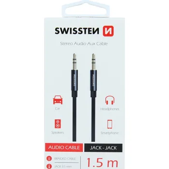 Datové redukce Audio kabel swissten textile jack - jack 1,5 m černý