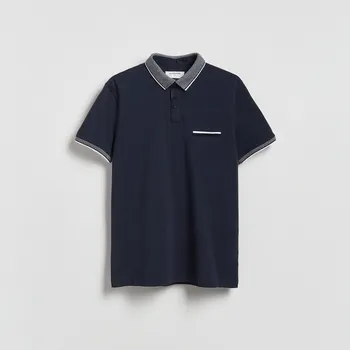 Reserved - Bavlněná polo košile slim - tmavomodrá - 037HM-59X - 037HM-59X-XXL