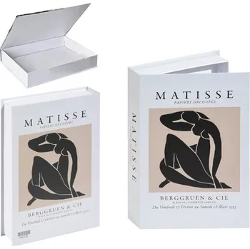 Dekorativní falešná kniha s úložným prostorem MATISSE Papiers Découpés – otevíratelná, bílá, stylová dekorace s tajným úložným místem