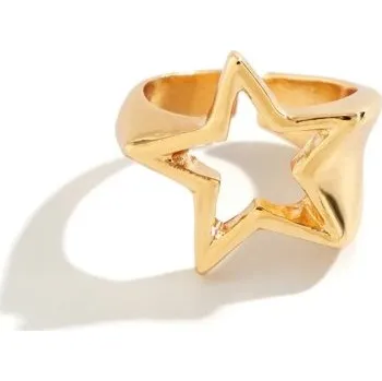 Prsten Dámský prstýnek 1,9 x 1,7 cm Nastavitelná velikost Dutá hvězda Zinková slitina Stylový módní šperk Elegantní prsten pro každodenní nošení zlatá