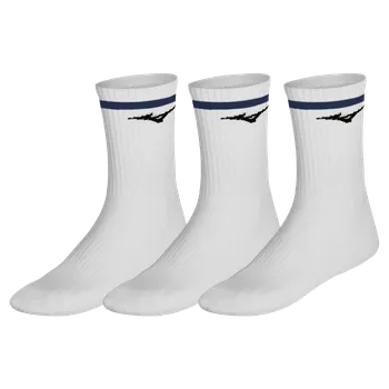 MIZUNO Training 3P Socks With Line / White/Estate Blue / M 38-40 - 38-40