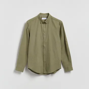 Pánská košile Reserved - Strukturální košile regular fit - světle olivová - 344HF-81X - 344HF-81X-XL