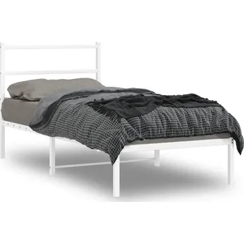 Postel vidaXL Kovový rám postele s čelem 90 x 190 cm [355357] Barva: Bílá