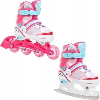 Sport Raven Zoya 2v1 dětské brusle - svítící kola LED POUZE EU 27-30, dámský (se zoubky) (VÝPRODEJ) + DÁREK