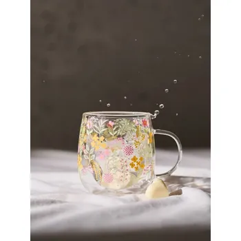 Sinsay - Skleněný hrnek s květinovým motivem - vícebarevná - 129HZ-MLC - 129HZ-MLC-ONE