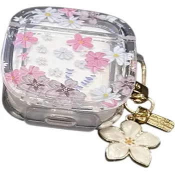 Příslušenství pro sluchátka Kryt s květinovým vzorem pro AirPods 1/2 s klíčenkou Prachotěsný Odolný proti poškrábání a nárazům Perfektní střih pro snadné použití