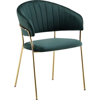Jídelní židle Designové jídelní křeslo DECO - Velvet látka, zelená / zlatá