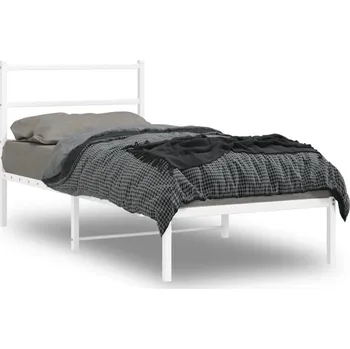 Postel vidaXL Kovový rám postele s čelem 90 x 200 cm [355407] Barva: Bílá