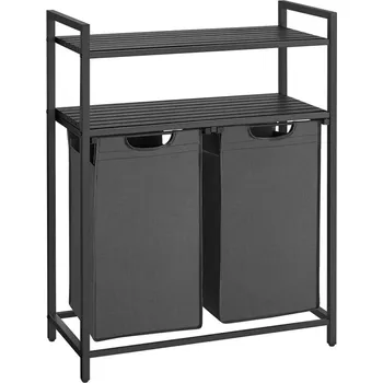 Koš na prádlo Vasagle Koš na prádlo 2 × 46 l industriální šedý kov, 73 × 33 × 92 cm