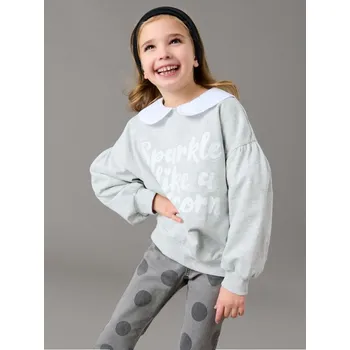 Dívčí mikina Sinsay - Mikina s kulatým výstřihem - šedá - 569HN-09M - 569HN-09M-98