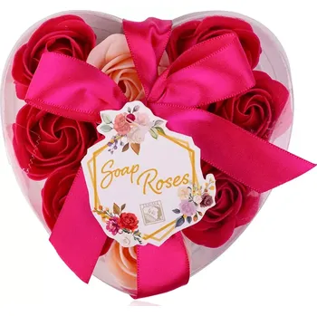 Kosmetika Accentra Srdce z mýdlových růží dvoubarevné 9 ks Červená sada