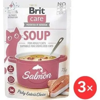 Brit Care Cat Polévka s lososem 3 × 75 g
