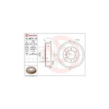 Brzdový buben Brzdový buben BREMBO 14.A674.10