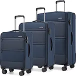Sada 3 textilních kufrů British Traveller - navy - 41/74/128 L