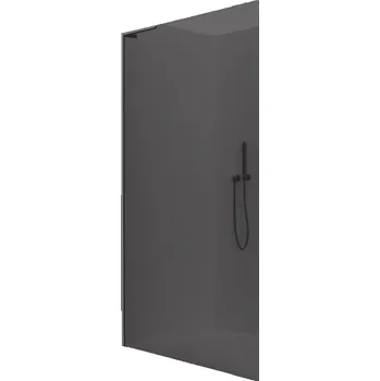 CERANO - Sprchová zástěna Walk-in Onyx L-levá vzpěra - 10 mm - černá matná, grafitové sklo - 160x200 cm