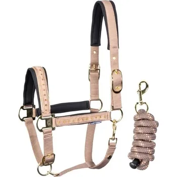 Ohlávka s vodítkem HARRY'S HORSE Crystal taupe gray COB