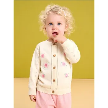 Dívčí svetr Sinsay - Bavlněný svetr se zapínáním na knoflíky - krémová - 841HE-01X - 841HE-01X-104