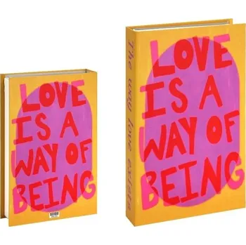Dekorativní falešná kniha LOVE IS A WAY OF BEING s výrazným designem