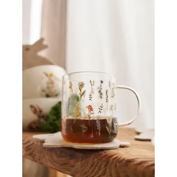 Sinsay - Skleněný hrnek s květinovým motivem - vícebarevná - 113HZ-MLC - 113HZ-MLC-ONE