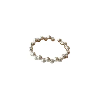 Prsten Nastavitelná velikost Otevřený kuličkový prstýnek pro ženy Minimalistický elegantní dámský prsten z pravidelných kuliček Jemný šperk