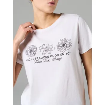 Dámské tričko Sinsay - Bavlněné tričko s nápisem - bílá - 000HB-00J - 000HB-00J-L