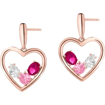 Náušnice Pozlacené náušnice z mosazi se zirkony – srdce - AR545-1555