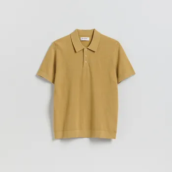 Pánský svetr Reserved - Polo svetr s bavlnou - hořčicová - 643HD-17X - 643HD-17X-L