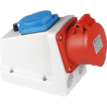 Elektrická zásuvka Průmyslová zásuvka nástěnná kombi s pojistkou, 5 pólů, IP44, 32 A&nbsp;532-6-IZVZ