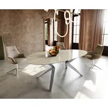 DELIFE Jídelní stůl Edge oválný 220x120 keramika Iris FMG Onice Oro Zenthara hranatý nerezová ocel