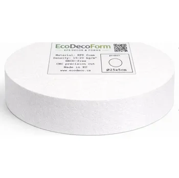 1Mcz kulatý korpus, maketa na dort z polystyrenu 25x5cm bílá 1ks